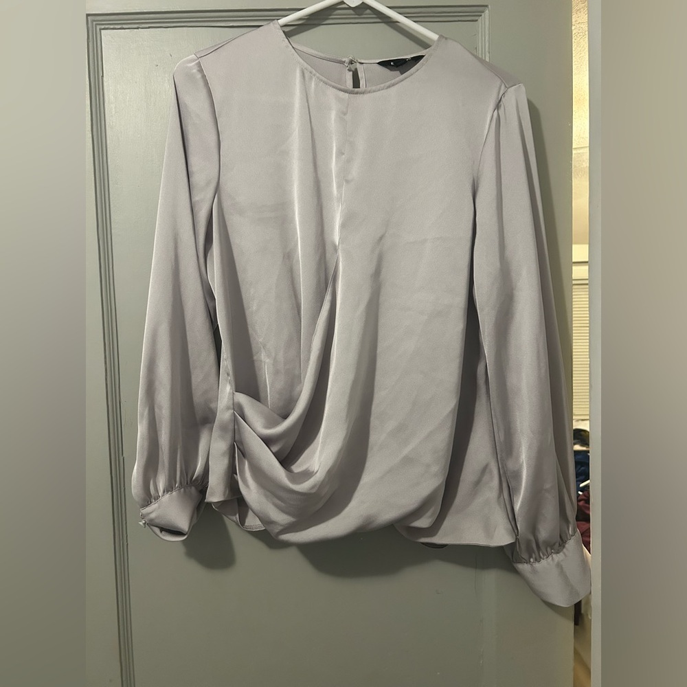 Elegant Gray Silky Women's Top
